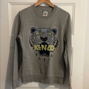 Kenzo Gray Tiger Embroidered Men's Sweater